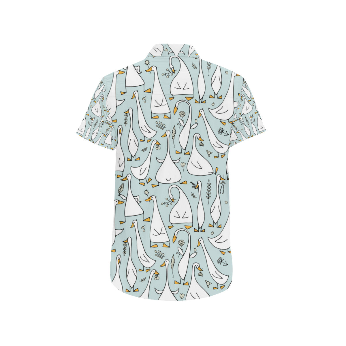 Goose Pattern Print Design 03 Men's Short Sleeve Button Up Shirt