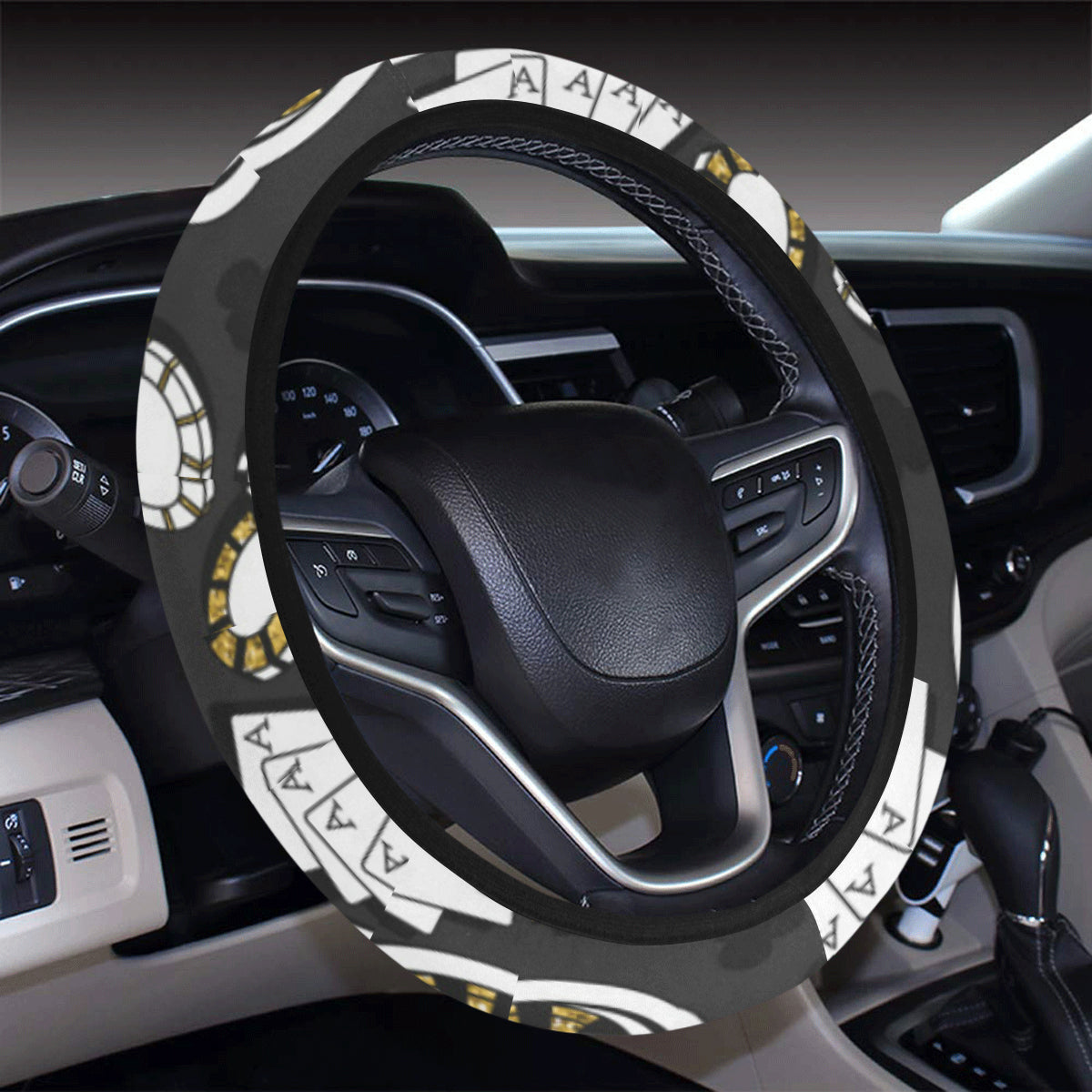 Casino Pattern Print Design 05 Steering Wheel Cover with Elastic Edge