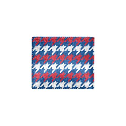 Patriotic Houndstooth Pattern Print Design A02 Men's ID Card Wallet