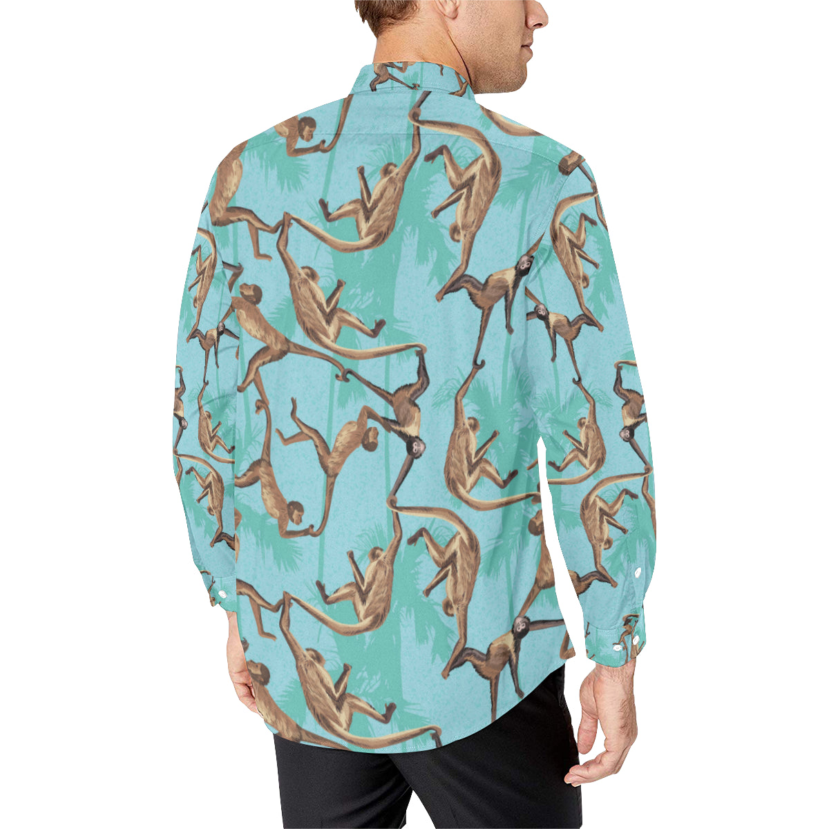Monkey Pattern Print Design 04 Men's Long Sleeve Shirt