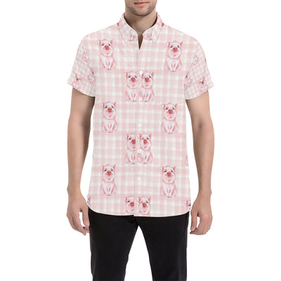 Pig Baby Pattern Print Design 01 Men's Short Sleeve Button Up Shirt