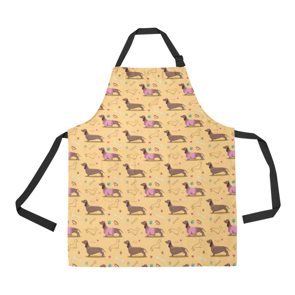 Dachshund Pattern Print Design 07 Apron with Pocket