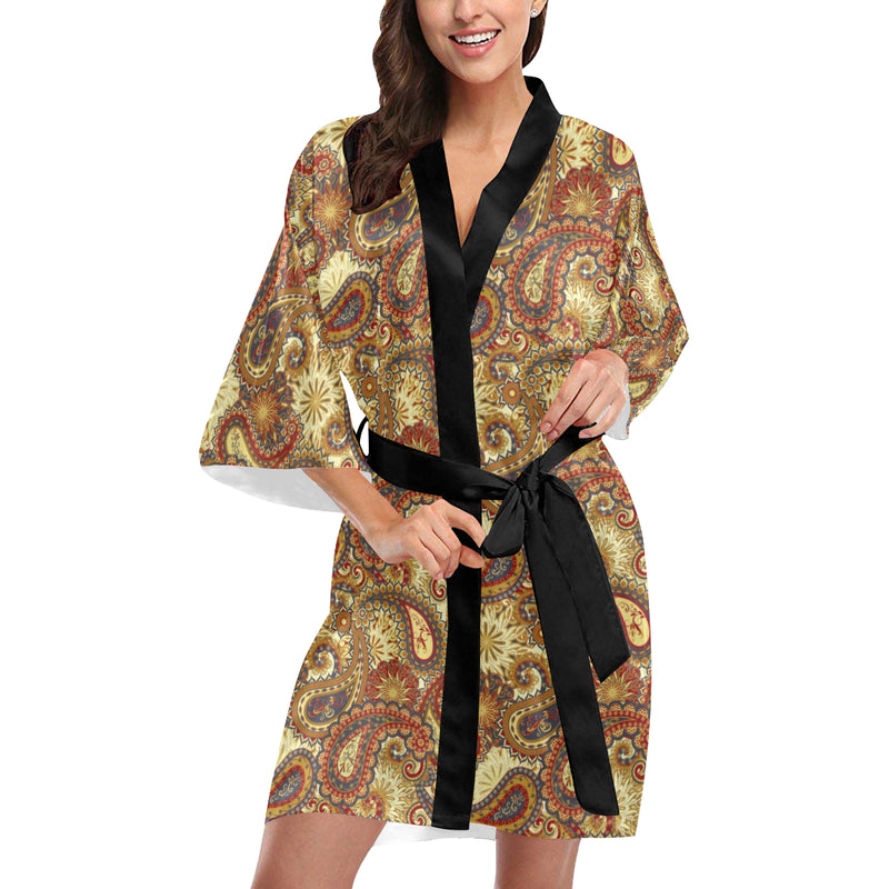 Boho Pattern Print Design 08 Women's Short Kimono