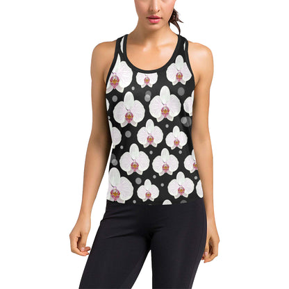 Orchid White Pattern Print Design OR09 Women's Racerback Tank Top