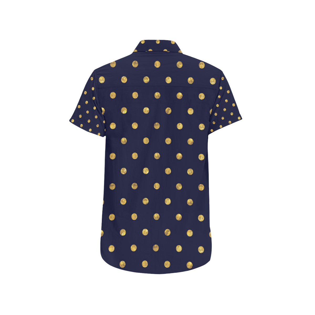 Polka Dot Gold Blue Pattern Print Design 02 Men's Short Sleeve Button Up Shirt