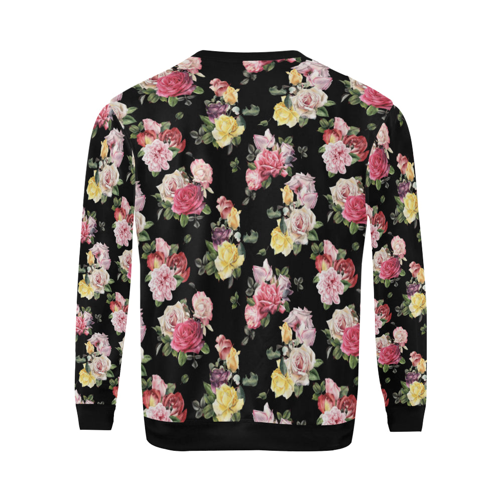 Rose Pattern Print Design RO010 Men Long Sleeve Sweatshirt