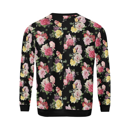 Rose Pattern Print Design RO010 Men Long Sleeve Sweatshirt