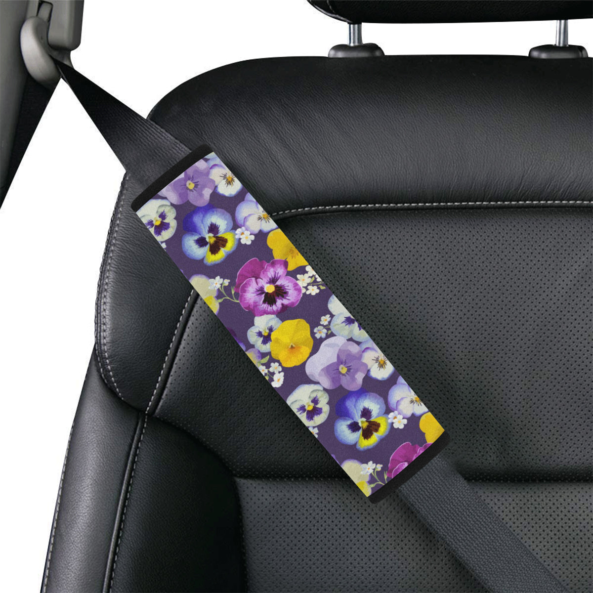 Pansy Pattern Print Design PS02 Car Seat Belt Cover
