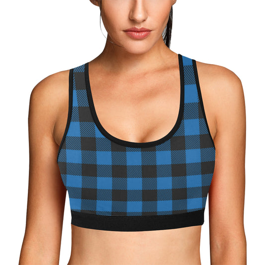 Buffalo check Blue Pattern Print Design 03 Sports Bra