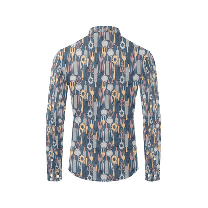 Cooking Kitchen Tools Pattern Print Design 05 Men's Long Sleeve Shirt