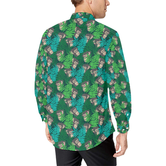 Chimpanzee Pattern Print Design 01 Men's Long Sleeve Shirt