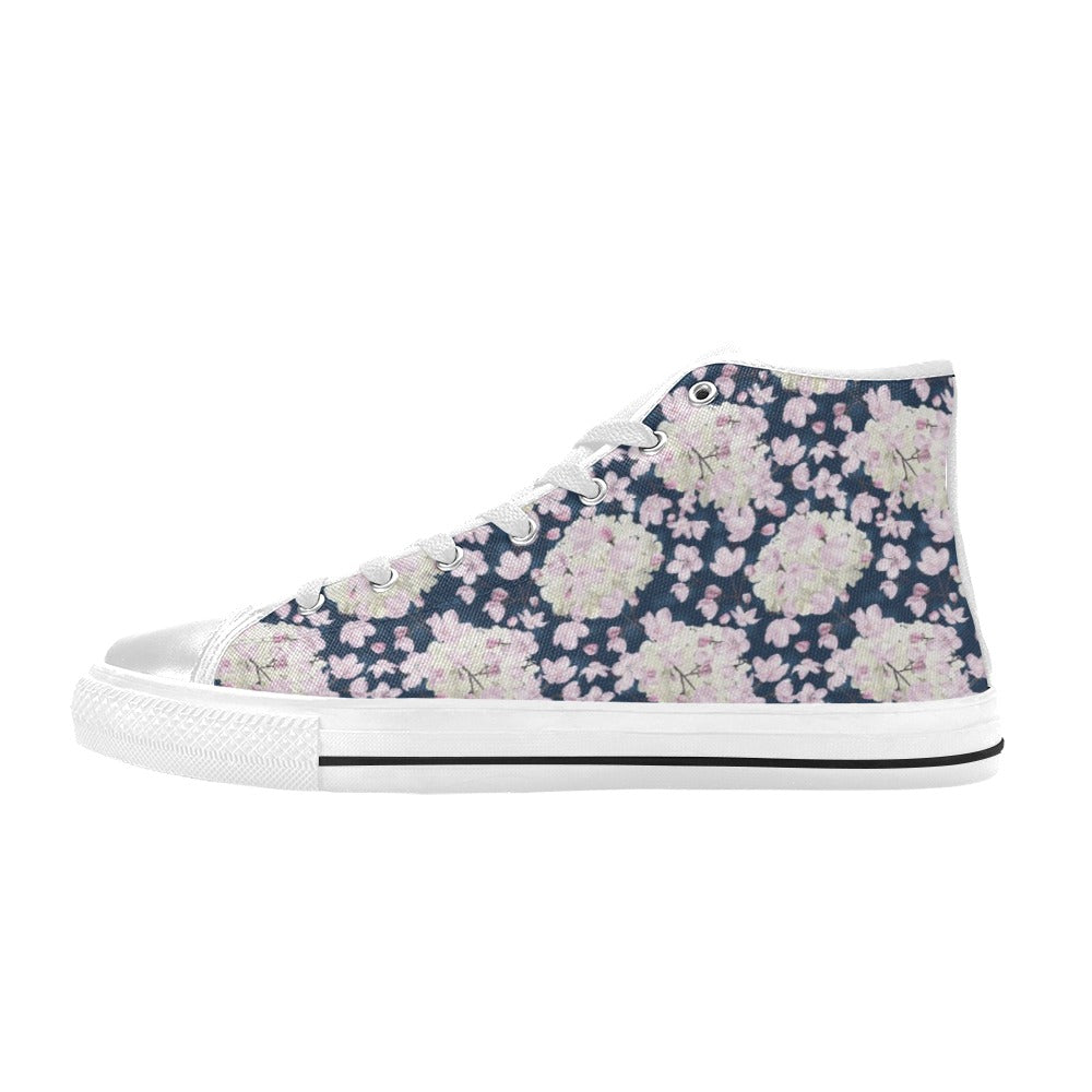 Sakura Print Design LKS305 High Top Women's White Shoes