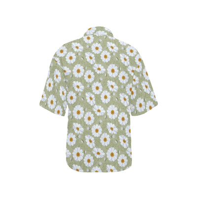 Daisy Yellow Print Pattern Women's Hawaiian Shirt