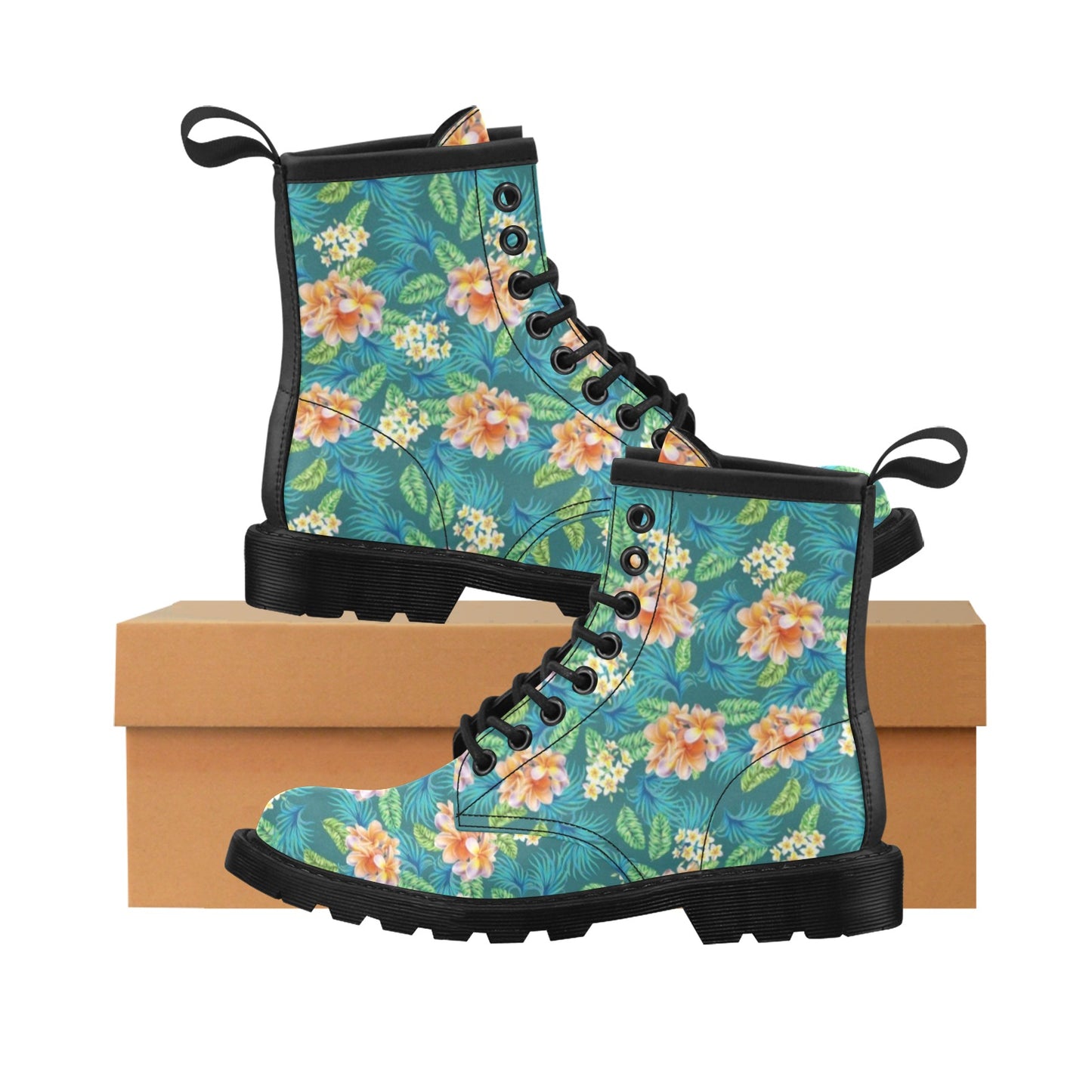 Plumeria Tropical Flower Design Print Women's Boots