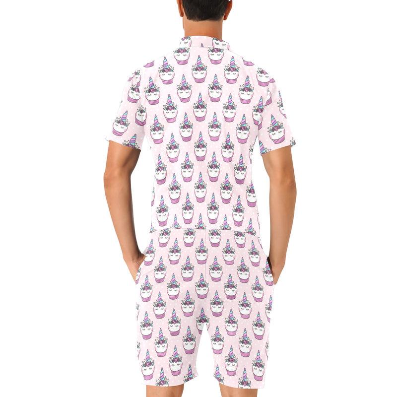 Cupcakes Unicorn Print Pattern Men's Romper