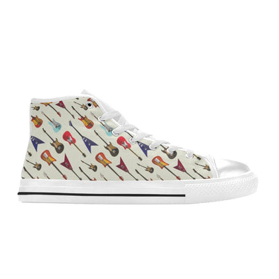 Electric Guitar Print Design LKS404 High Top Women's White Shoes