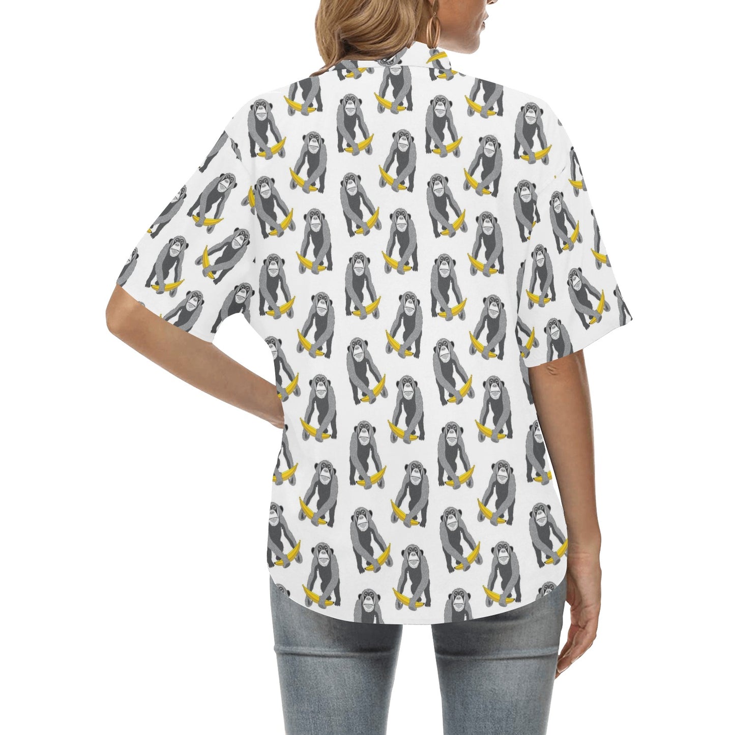 Chimpanzee Pattern Print Design 05 Women's Hawaiian Shirt