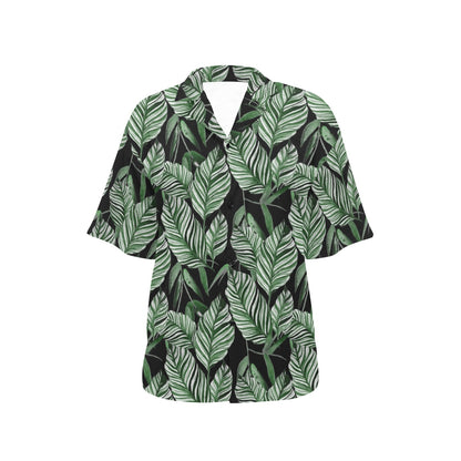 Palm Leaves Pattern Print Design PL09 Women's Hawaiian Shirt