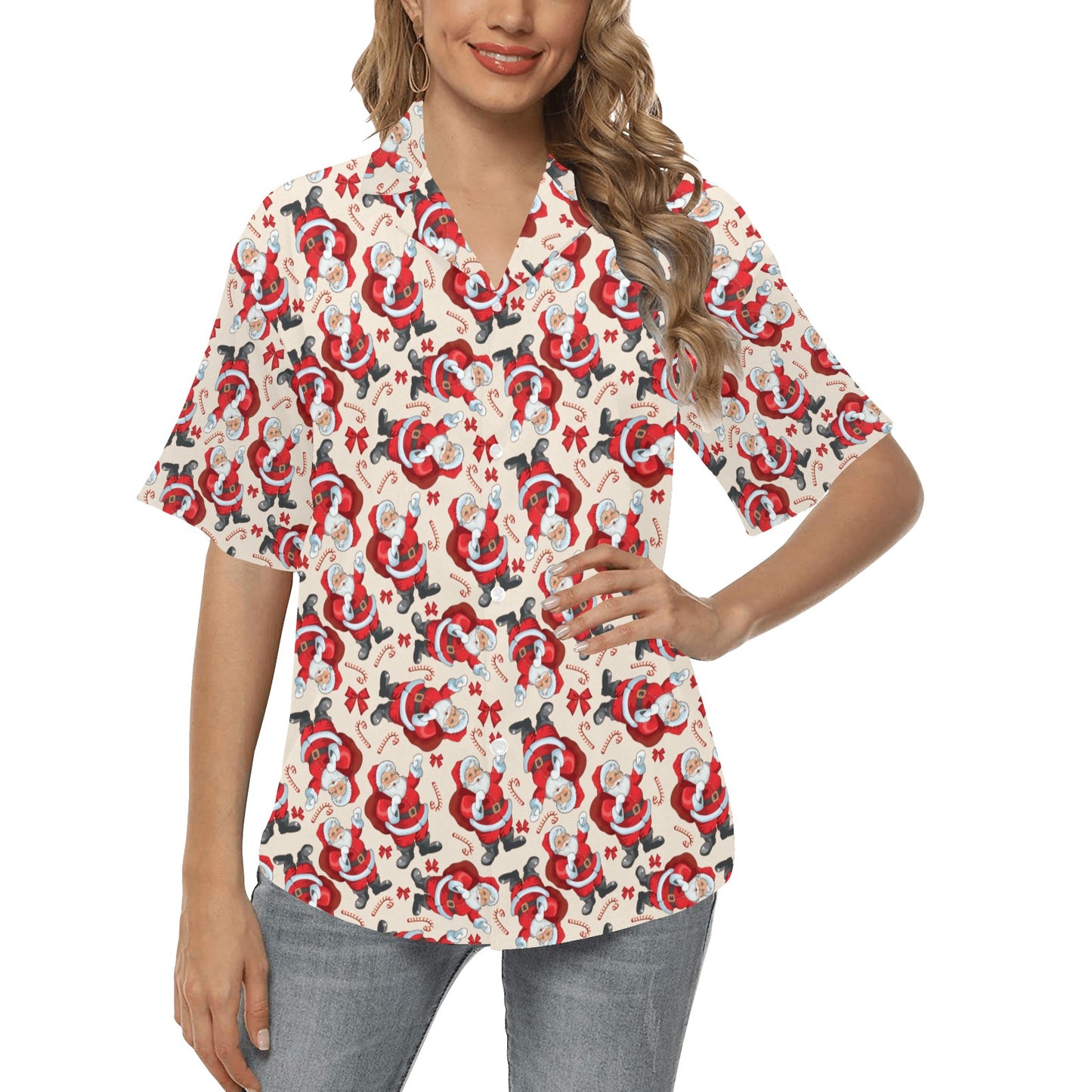Santa Christmas Themed Print Design LKS302 Women's Hawaiian Shirt