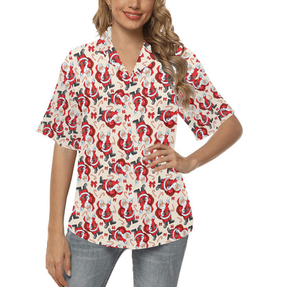 Santa Christmas Themed Print Design LKS302 Women's Hawaiian Shirt