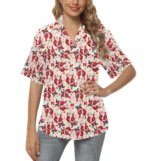 Santa Christmas Themed Print Design LKS302 Women's Hawaiian Shirt