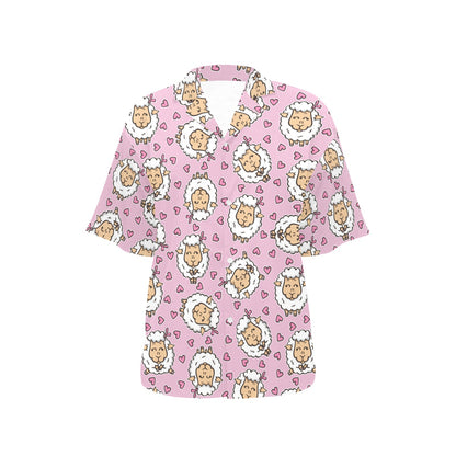 Sheep Cute Pattern Print Design 01 Women's Hawaiian Shirt