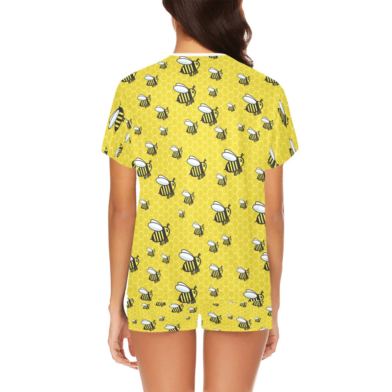 Bee Cute Print Design LKS308 Women's Short Pajama Set