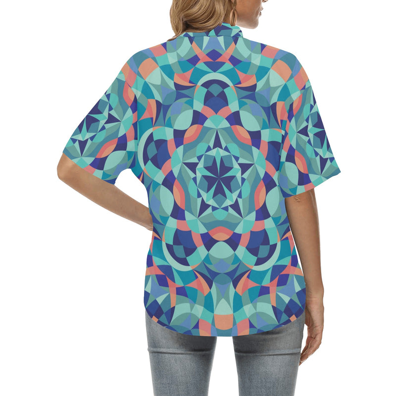 Kaleidoscope Pattern Print Design 03 Women's Hawaiian Shirt