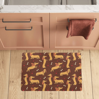 Dachshund Happy Print Pattern Kitchen Mat