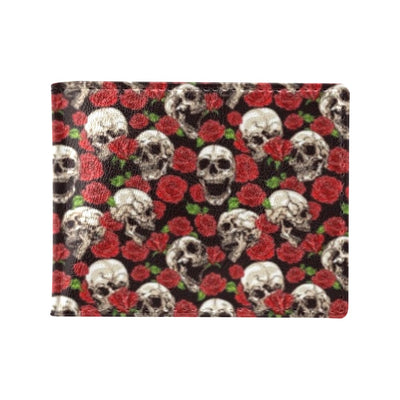 Skull Roses Design Themed Print Men's ID Card Wallet