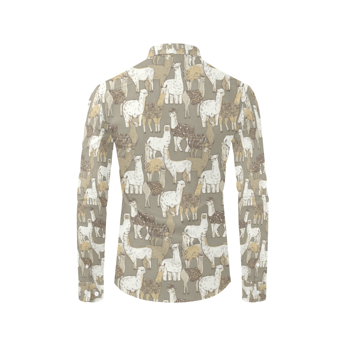 Alpaca Pattern Print Design 01 Men's Long Sleeve Shirt