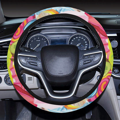 Candy Pattern Print Design CA01 Steering Wheel Cover with Elastic Edge
