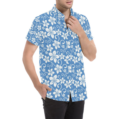 Hibiscus Pattern Print Design HB09 Men's Short Sleeve Button Up Shirt