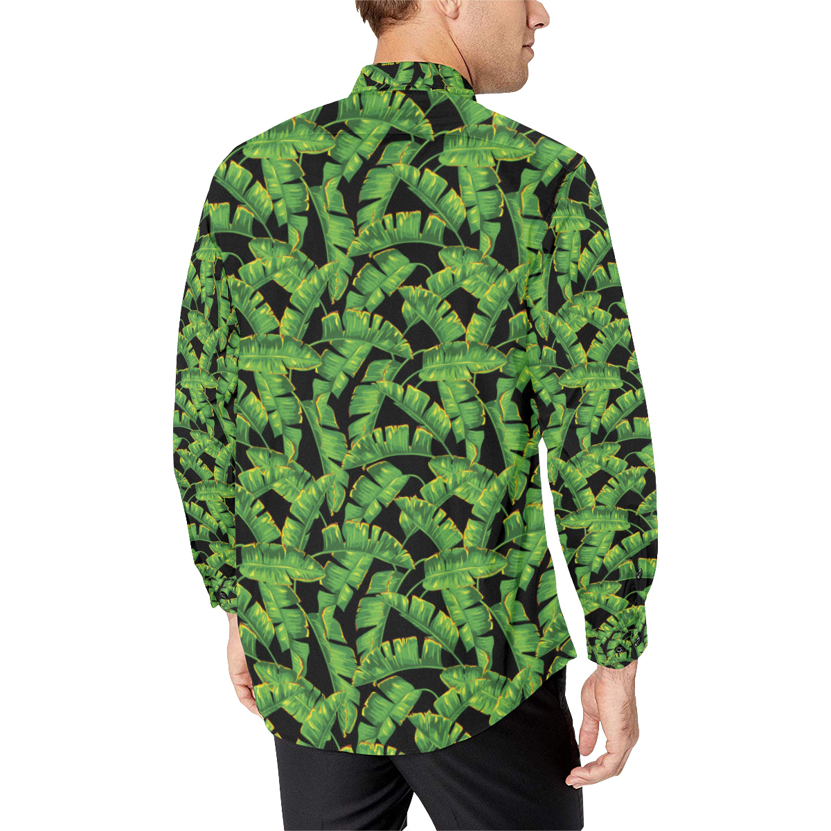 Banana Leaf Pattern Print Design 03 Men's Long Sleeve Shirt