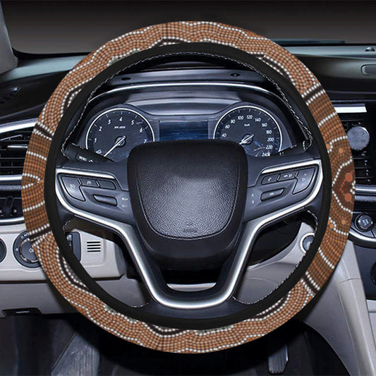 Aboriginal Pattern Print Design 01 Steering Wheel Cover with Elastic Edge