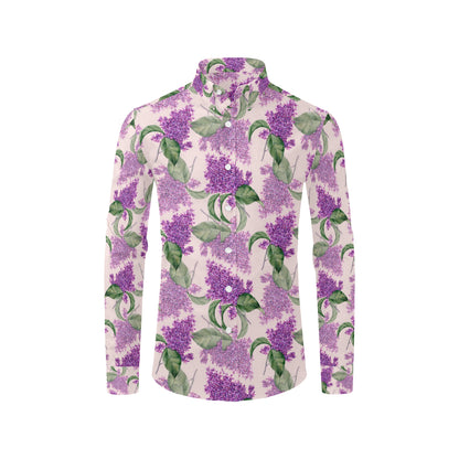 Lilac Pattern Print Design LI02 Men's Long Sleeve Shirt