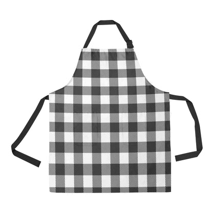 Buffalo check Black white Pattern Print Design 04 Apron with Pocket