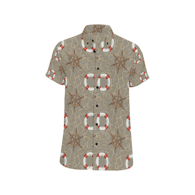 Nautical Pattern Print Design A02 Men's Short Sleeve Button Up Shirt