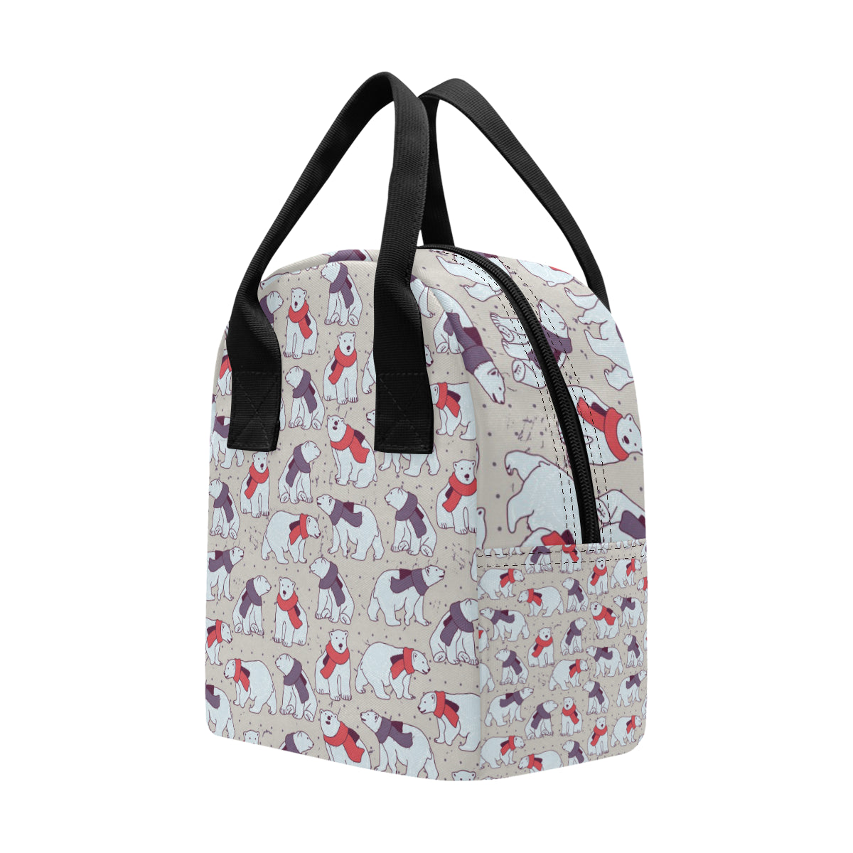 Polar Bear Pattern Print Design PB04 Insulated Lunch Bag