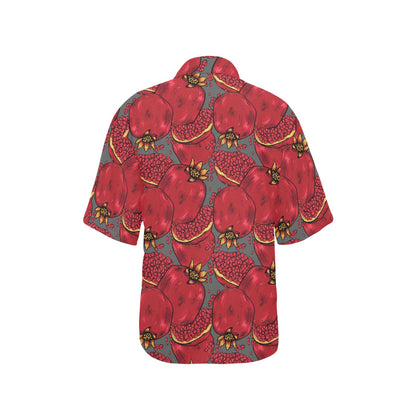 Pomegranate Pattern Print Design PG05 Women's Hawaiian Shirt