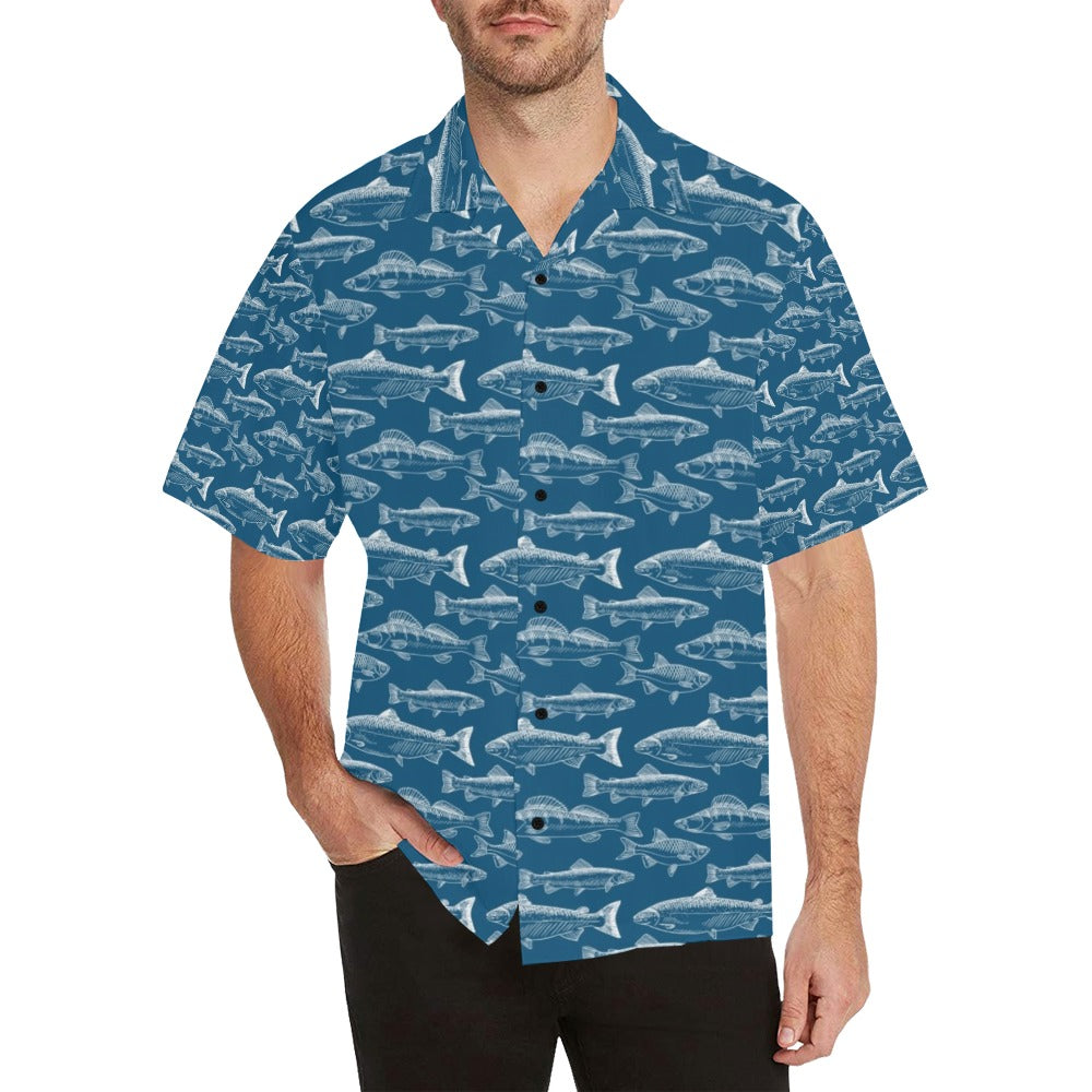 Salmon Fish Print Design LKS301 Men's Hawaiian Shirt