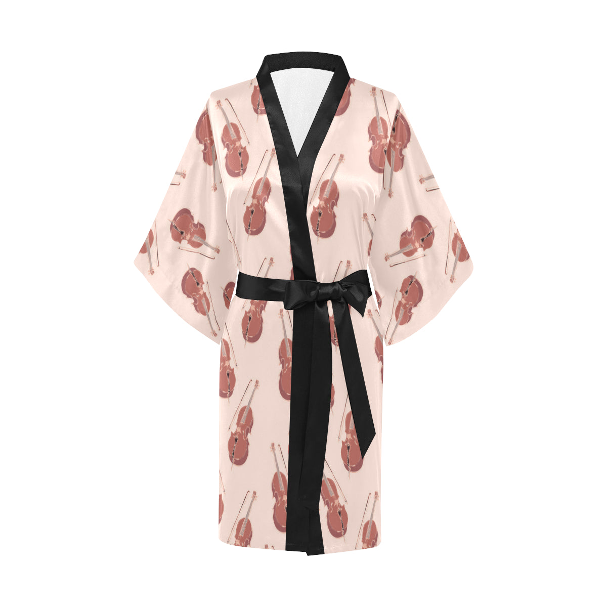 Cello Pattern Print Design 03 Women's Short Kimono