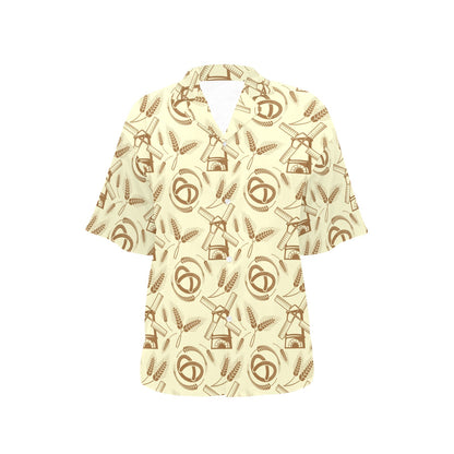 Agricultural Windmills Print Design 03 Women's Hawaiian Shirt