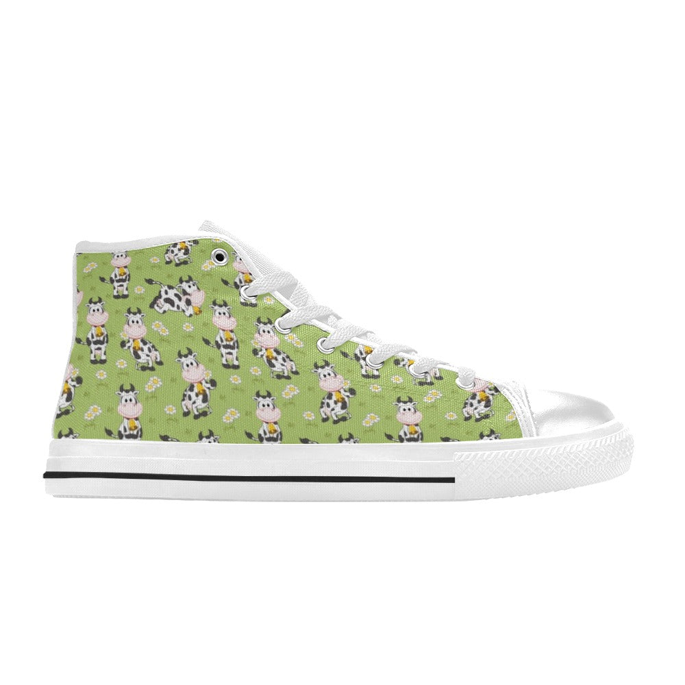 Cattle Print Design LKS401 High Top Women's White Shoes