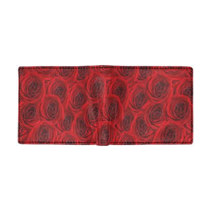 Rose Red Pattern Print Design RO04 Men's ID Card Wallet