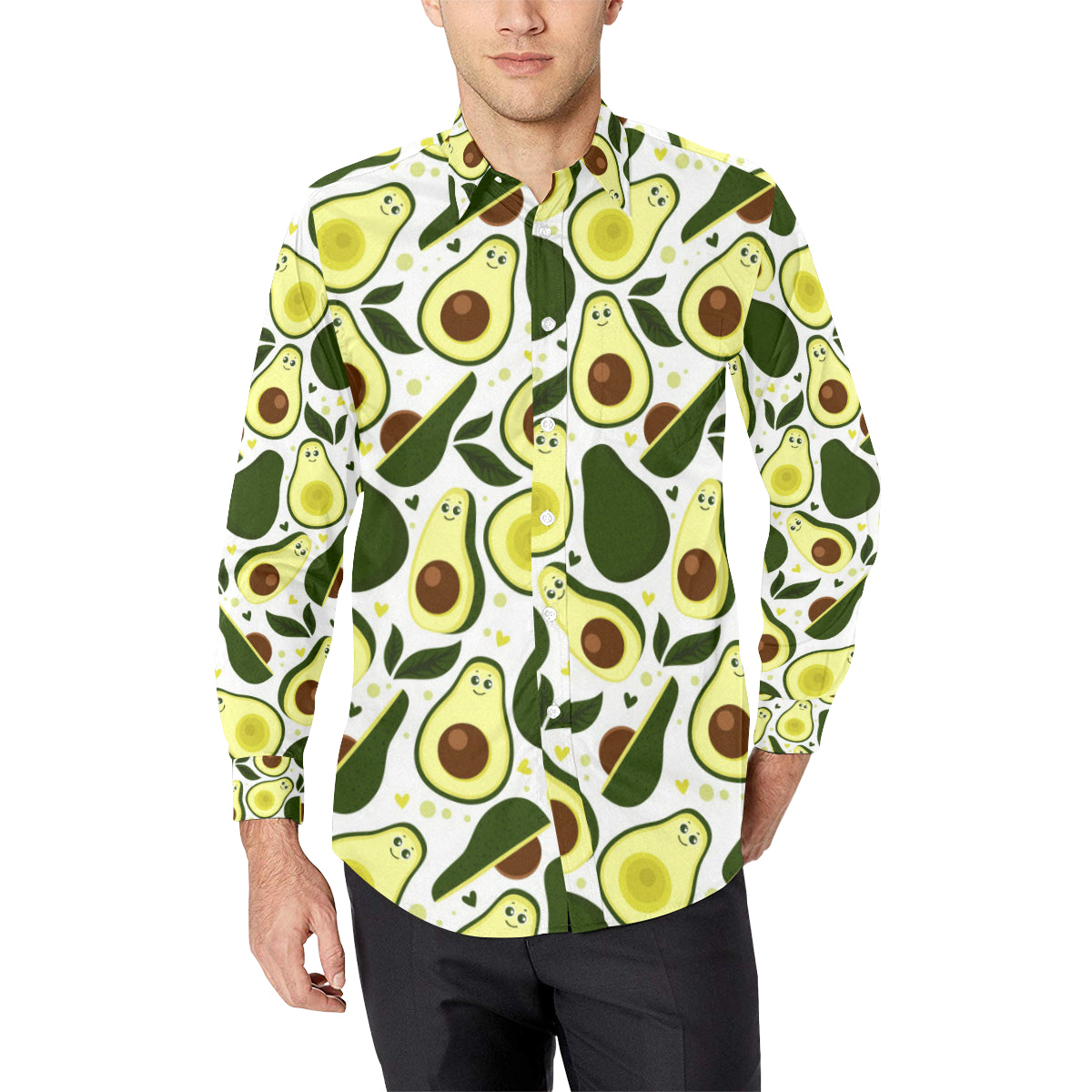 Avocado Pattern Print Design AC06 Men's Long Sleeve Shirt