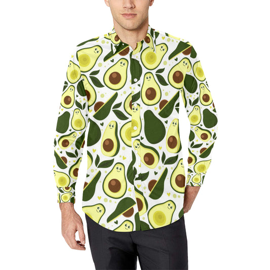 Avocado Pattern Print Design AC06 Men's Long Sleeve Shirt
