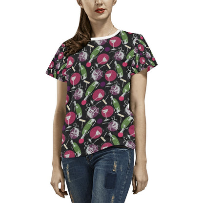 Wine Print Design LKS307 Women's  T-shirt