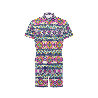 Aztec Pink Geometric Print Pattern Men's Romper