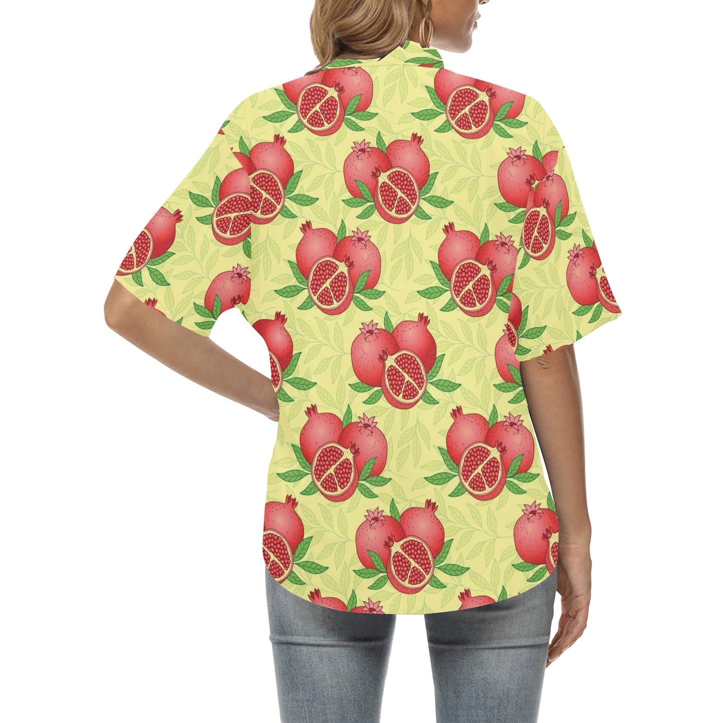 Pomegranate Pattern Print Design PG07 Women's Hawaiian Shirt